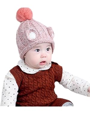 New Lovely Rabbit Ears Wool Knitted Beanie Hat Fur Ball Children Thicken Boys Girls Winter Hats Baby Best Gift...