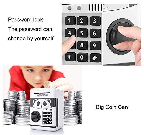 GoodsFederation Kids Electronic Password Piggy Money Bank ATM Savings Box with Code Lock,Mini Cartoon Panda Cash Coin Can Box with Voice Prompt & Music,Deposit Machine for Christmas Birthday Gifts