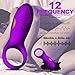 Cock Ring, Vibrating Penis Ring, Waterproof Rechargeable Couple Vibrator with 12-Speed Vibrations, Full Silicone Powerful Clitoris Massager Vibrators Adult Sex Toy (Purple)