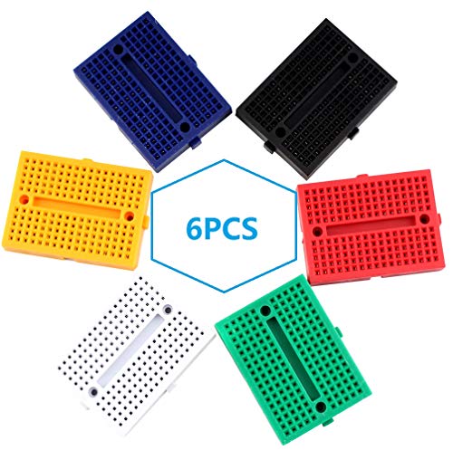 Eiechip Mini Breadboard kit 170 Points Mini Small solderless breadboard for Arduino Proto Shield (6 Colors 6Pcs)