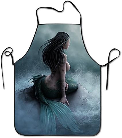 Mermaid Pirate Ship Adjustable Apron For Kitchen BBQ Barbecue Cooking Chef Waitress Great Gift For Wife Ladies Men Boyfriend