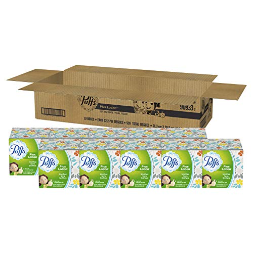Puffs Plus Lotion Facial Tissues, 10 Cubes, 52 Tissues per Box (520 Tissues Total) - //coolthings.us