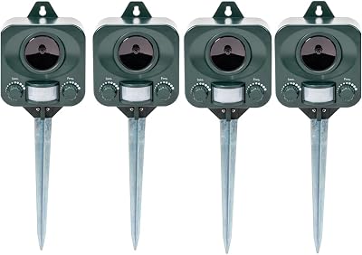 PestBye Ultrasonic Cat Repeller Set of 4 Battery Operated Motion Activated
