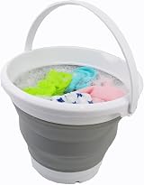SAMMART Collapsible Bucket 5.5L White Grey Round TPE PP 25.5cm dia view 5