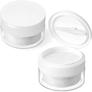 RattanView 2 Pack Toner Pad Travel Case with Pull Strap Inner Pad and Tweezers, 2.7 x 2.7 x 1.7 Inch Refillable Cotton Pads H