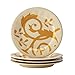 Rachael Ray Dinnerware Gold Scroll 4-Piece Salad Plate Set, Almond Cream