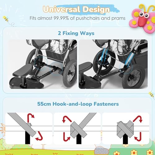 LBOYLOVE® Stroller Board,Universal Stroller Board with Detachable Seat,Buggy Board Suitable for Most Brands of Strollers, Universal Prams Accessories for Children from 2-6 Years (25 kg)