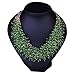 Hamer Women's Green Bib Choker Statement Necklace Gold Plated Chain Pendant Jewelry for Women Party Use