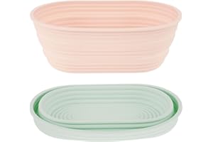 2Pcs Oval Silicone Bread Proofing Basket, Waterproof Dough Rising Container for Professional & Home Bakers