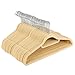 50 Pack - Ultra Thin Velvet Non Slip Clothes Hangers with Accessory Bar - Closet Space Saving Design for Shirts, Dress Clothes, Sweaters, Pants - With Bonus Pink Velvet Hanger - 18 Inches, Beige