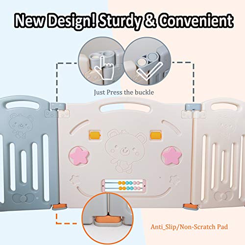 Foldable Baby Playpen Kids Activity Centre Grey - //coolthings.us