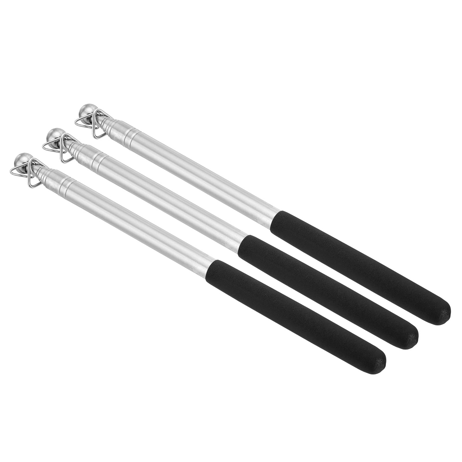 PATIKIL 1.2M/4Feet Telescopic Handheld Flagpoles, 3Pcs Retractable Teachers Pointer Stick Banner Flag Pole for Tour Guide Teaching Black