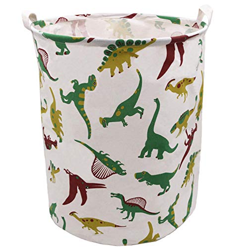 Extra Large Laundry Hamper 19.7x15.7 Inch, ZUEXT Cotton Canvas Fabric Collapsible Organizer Basket, Waterproof Clothes Laundry Hamper, Toy Bins, Dinosaur Gift Baskets for Bedroom Baby Nursery