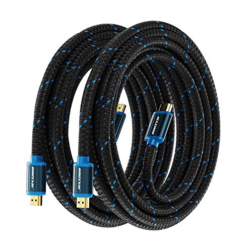 HDMI Cable 4K Ultra HD 30 Foot (2 Pack) Nylon Braided HDMI 2.0 Cable