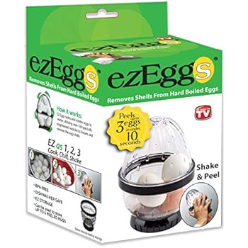 EZ EGGS Hard Boiled Egg Peeler, 3 Egg Capacity - Handheld Specialty Kitchen Tool Peels Egg Shells in Seconds (As Seen on TV)
