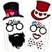 OULII Valentines Day Photo Booth Props Wedding Bridal Shower Photo Booth Prop with Sticks for Valentine's Day Wedding Party Supplies 47 Pieces