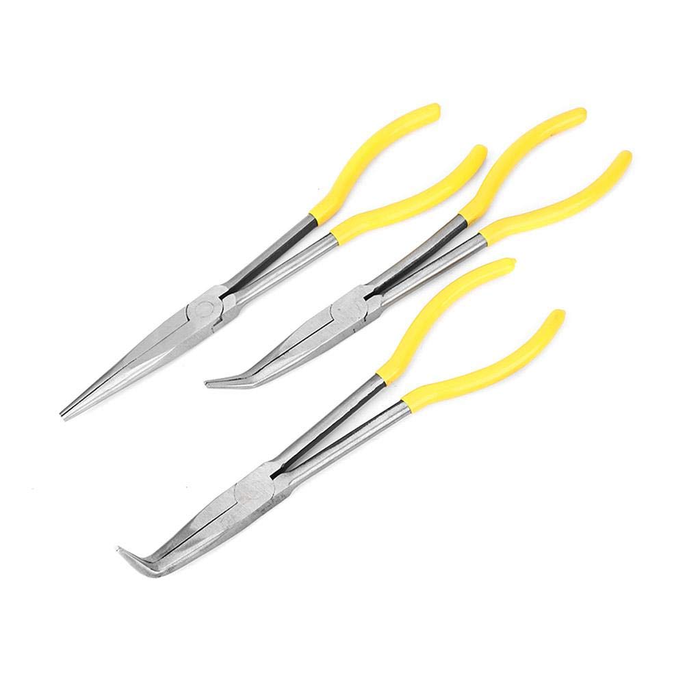 3 Pcs 11in Needle Nose Pliers Kit High Carbon Steel 45掳 90掳 Bending Tip Straight Tip Long Nose Pliers for Electricians Hand Tools Set Professional Mechanical Pliers - Image 5