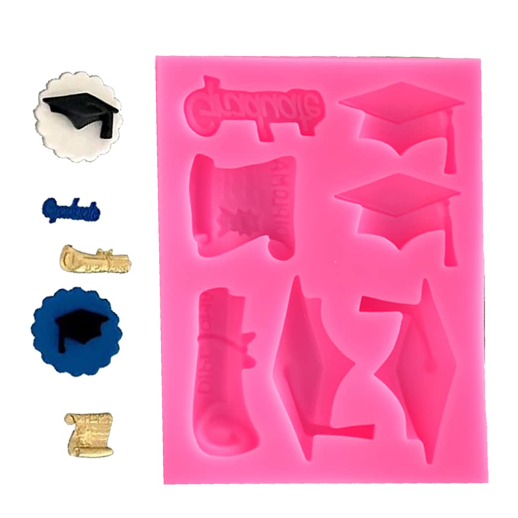 SOWUNO Fondant Mold Graduation Cap NonStick Reusable Silicone 3D Easy