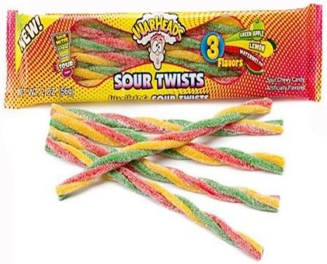 Warheads Super Sour Pencil Twists 57g/2oz Pack x1