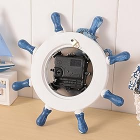 WINOMO Wheel Wall Clock Decoration Nautical Silent Wall Clock with Rope Decor Ticking (Random Color) 51Gkc1mvqwL