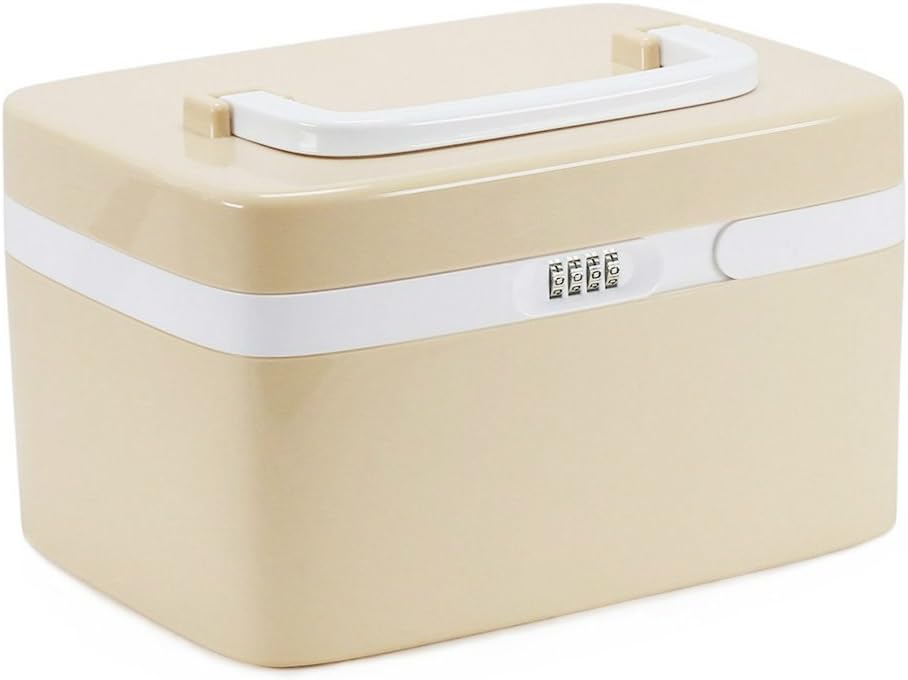 Medical Box, Combination Lock Medicine Box with 4 Separate Compartments