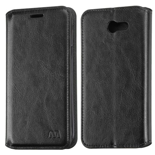 Kaleidio Case For Samsung Galaxy J7 Prime J727T (2017) / Galaxy Halo [MyJacket] PU Leather Hybrid Wallet Flip Book Style Cover w/ Card Slot & Foldable Stand Feature w/ Prying Tool [Black]