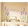 Kappier Beautiful Large Long Stem Lavender Flowers with Butterflies Waiting for the Arrival of Love Wall Decals