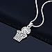 Gem Stone King Stunning Basketball and Hoop with White Crystals Pendant and 16 Inch Snake Chain