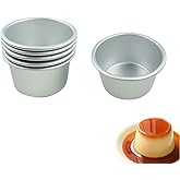 Proshopping 6 Packs Popover Pan， Large Individual Muffin Mold, Aluminium Pudding Cup, Chocolate Molten Mould, Raspberry Souffle Baking Maker, Brownie Tumbler -for Pie, Egg Tart, Cake (Size 3.4"x 2")
