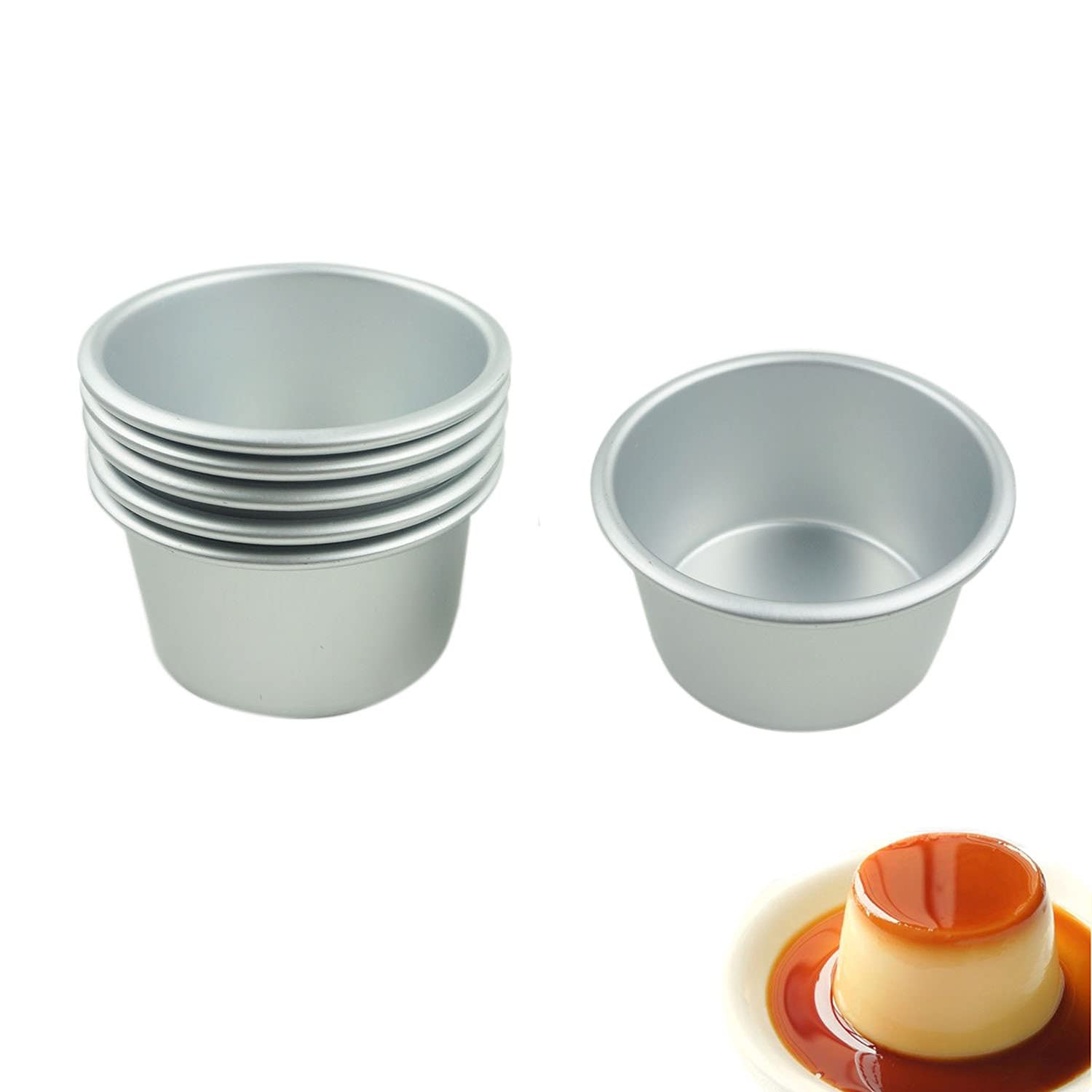Photo 1 of 6 Packs Popover Pan? Large Individual Muffin Mold, Aluminium Pudding Cup, Chocolate Molten Mould, Raspberry Souffle Baking Maker, Brownie Tumbler -for Pie, Egg Tart, Cake (Size 3.4"x 2")