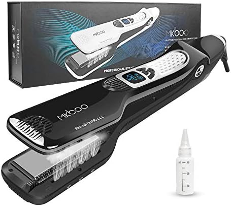 Hair Straightener,Professional Steam Flat Iron with New Tourmaline Ceramic Coating & Removable Guide Comb & Smart LCD Display & Adjustable Temp & Dual Voltage Hair Straightening Irons for All Hair Types BALCK