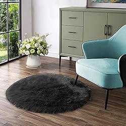 Latepis Black Round Rug 3ft Small Circle Rugs for