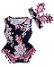 Baby Girls Sleeveless Jumpsuit Floral Flower Tassel Balls Romper+Rabbit Headband