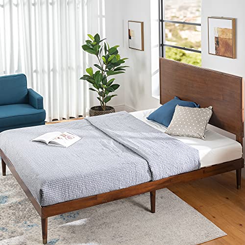 ZINUS Raymond Wood Platform Bed Frame with Adjustable Wood Headboard / Solid Wood Foundation