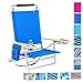 Deluxe 5 Reclining Positions Lay Flat Aluminum Beach Chair with Cup Holder 250 lb Load Capacity