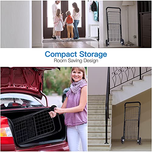 Pipishell Shopping Cart with Dual Swivel Wheels for Groceries, Compact Folding Portable Cart