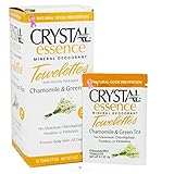 Crystal Essence Mineral Deodorant Towelettes Chamomile and Green Tea - 24 Towelettes Pack of - 2