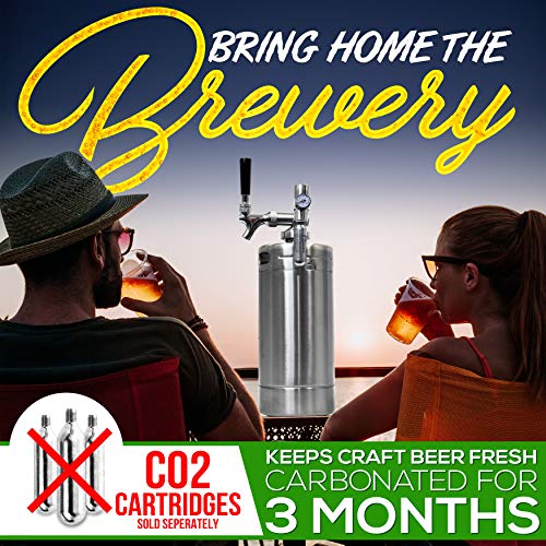 NutriChef-Pressurized-Growler-Tap-System-Stainless-Steel-Mini-Keg-Dispenser-Portable-Kegerator-Kit-Co2-Pressure-Regulator-Keeps-Carbonation-for-Craft-Beer-Draft-and-Homebrew-PKBRTP1005-128oz