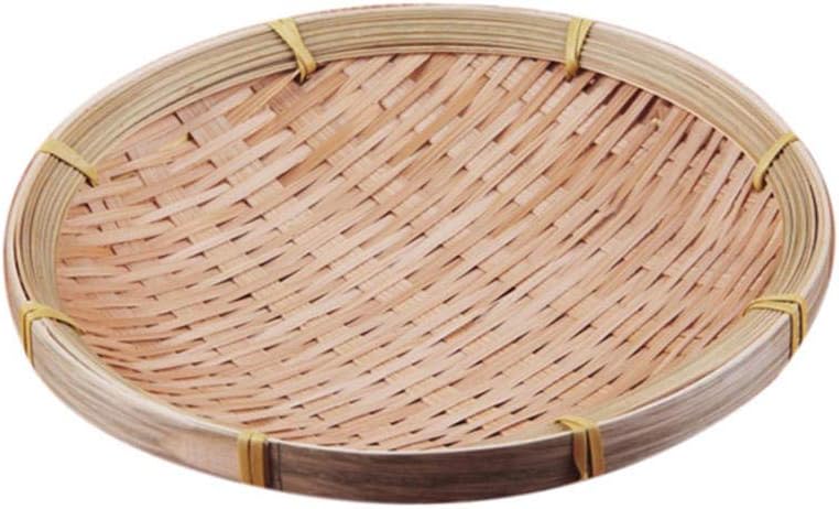 ShunHoo Bamboo Weaving Round Storage Basket Fruit Dish Rattan Bread Basket for Kitchen Food Picnic Bread Sundry Mini Container