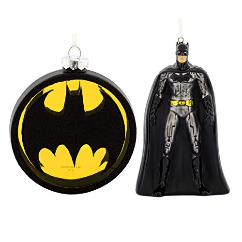 Hallmark Glass Christmas Ornament Set, DC Comics Batman and BatSignal