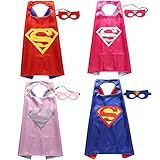 Zaleny Boys and Girls Superhero Dress Up Costumes Set of 4 Capes and Masks