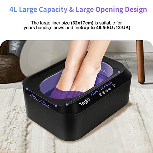 Teglu [Upgraded] Paraffin Heater for Hands and Feet 4L with Automatic Lid, Paraffin Machine Paraffin Bath with 3 x 450g Paraffin, 200W, FHC-2222, Black