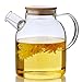 Gobize 61 Oz Large Capacity Borosilicate Glass Pitcher with Natural Bamboo Lid and Stainless Strainer