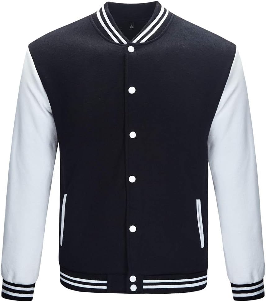 TRIFUNESS Varsity Jacket Letterman Jacket Baseball Jacket with Long Sleeve Banded Collar