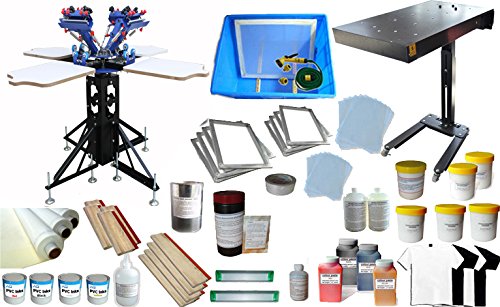 Buy TECHTONGDA 4 Color Screen Printing Press Kit Machine Equipment Silk 