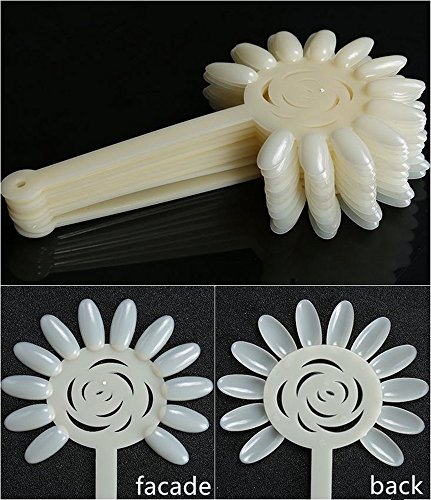 XICHEN 240 Tips Nail Swatch Sticks 120 Pcs Transparent color +120 Pcs White Round sun flower Nail Art Tips Sticks Display Polish Board Display Practice Sticks Tool Binder Ring Holder - Thumbnail 3