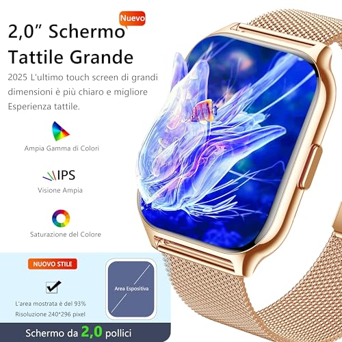 ZOSKVEE Men's Women's Smartwatch, Make / Answer Calls, 2.0 Inches Fitness Watch, 100+ Sport Modes, SpO2 Monitoring/Sleep/Blood Pressure/Heart Rate, Compatible iOS/Android