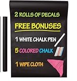 Miryo-45×200cm Grande Rollo de pizarra adhesive de vinilo Pegatina lavable negro removible para Habitación De Niño y Sala + 5pcs tizas