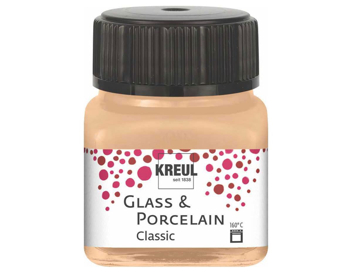 Kreul Glass & Porcelain Classic Metallic Champagne, 16249 in 20 ml Glass, Brilliant Glass and Porcelain Paint, Water-based, Quick-Drying, Opaque