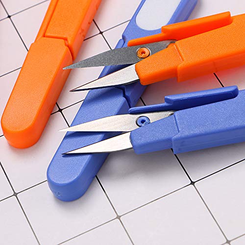 Portable U Shape Embroidery Scissors, Color Portable Scissors Yarn Scissors Multi-Function U-Cutting Craft Sewing Pruning Thread Cutter Scissors with Needle Threaders, 4 PCS - Thumbnail 5